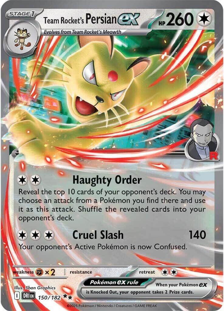 Team Rocket's Persian ex - 150/182 [DRI - 150/182] Condition: Near Mint Collectible Trading Cards SV10: Destined Rivals Also available: Language: English Printing: Holofoil