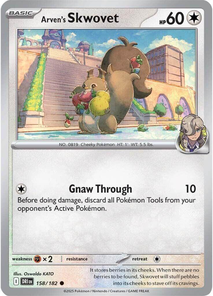 Arven's Skwovet [DRI - 158/182] Condition: Near Mint Collectible Trading Cards SV10: Destined Rivals Also available: Language: English Printing: Reverse Holofoil