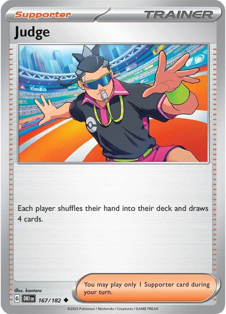 Judge - 167/182 [DRI - 167/182] Condition: Near Mint Collectible Trading Cards SV10: Destined Rivals Also available: Language: English Printing: Reverse Holofoil