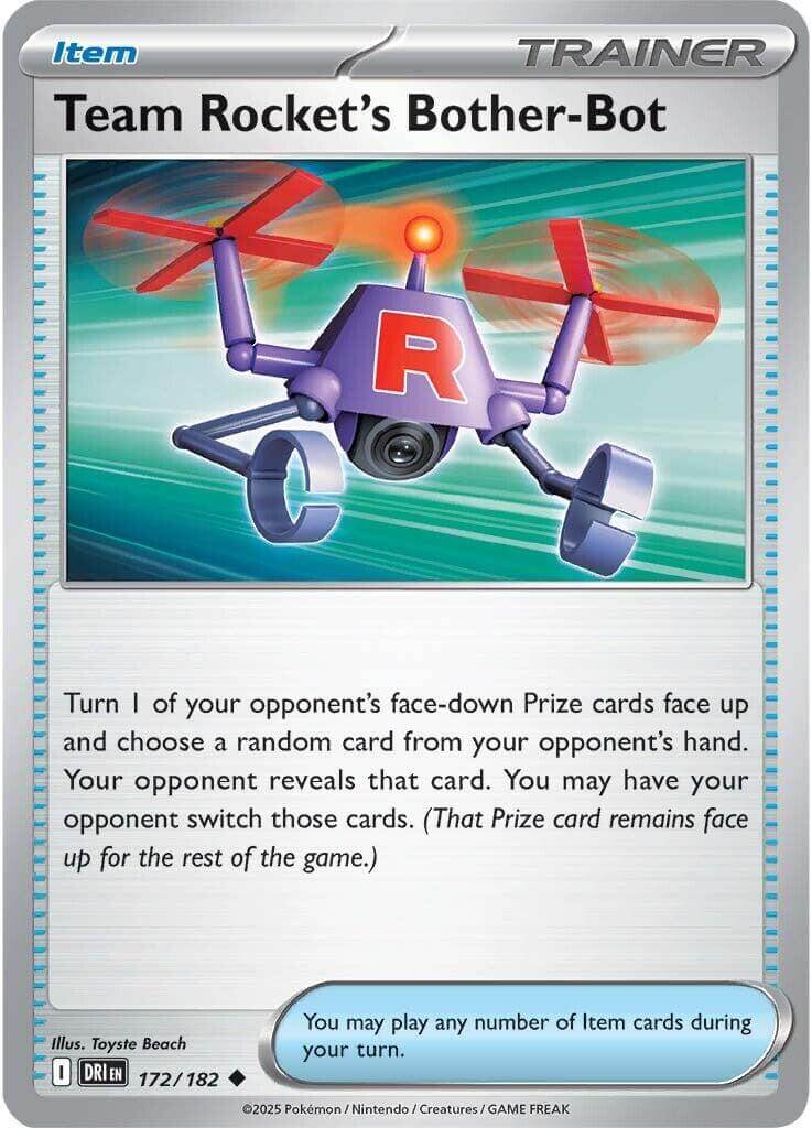 Team Rocket's Bother-Bot [DRI - 172/182] Condition: Near Mint Collectible Trading Cards SV10: Destined Rivals Also available: Language: English Printing: Reverse Holofoil