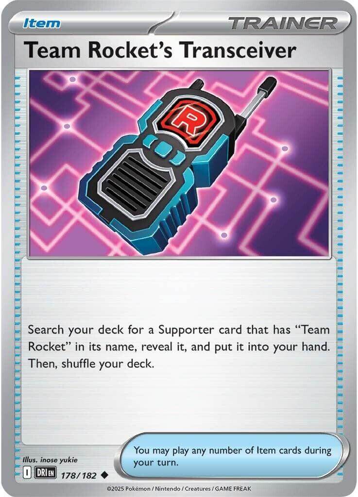 Team Rocket's Transceiver [DRI - 178/182] Condition: Near Mint Collectible Trading Cards SV10: Destined Rivals Also available: Language: English Printing: Reverse Holofoil