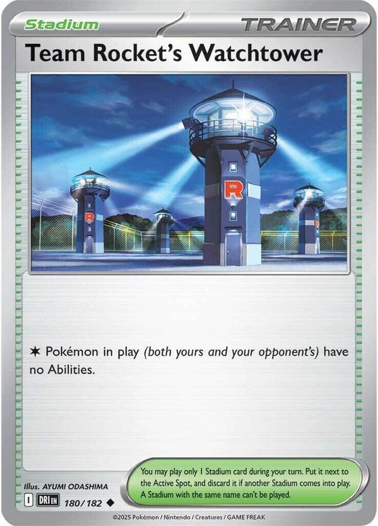 Team Rocket's Watchtower [DRI - 180/182] Condition: Near Mint Collectible Trading Cards SV10: Destined Rivals Also available: Language: English Printing: Reverse Holofoil
