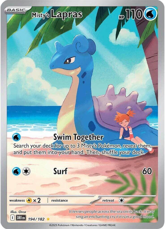 Misty's Lapras - 194/182 [DRI - 194/182] Condition: Near Mint Collectible Trading Cards SV10: Destined Rivals Also available: Language: English Printing: Holofoil
