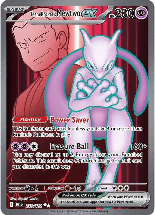 Team Rocket's Mewtwo ex - 213/182 [DRI - 213/182] Condition: Near Mint Collectible Trading Cards SV10: Destined Rivals Also available: Language: English Printing: Holofoil