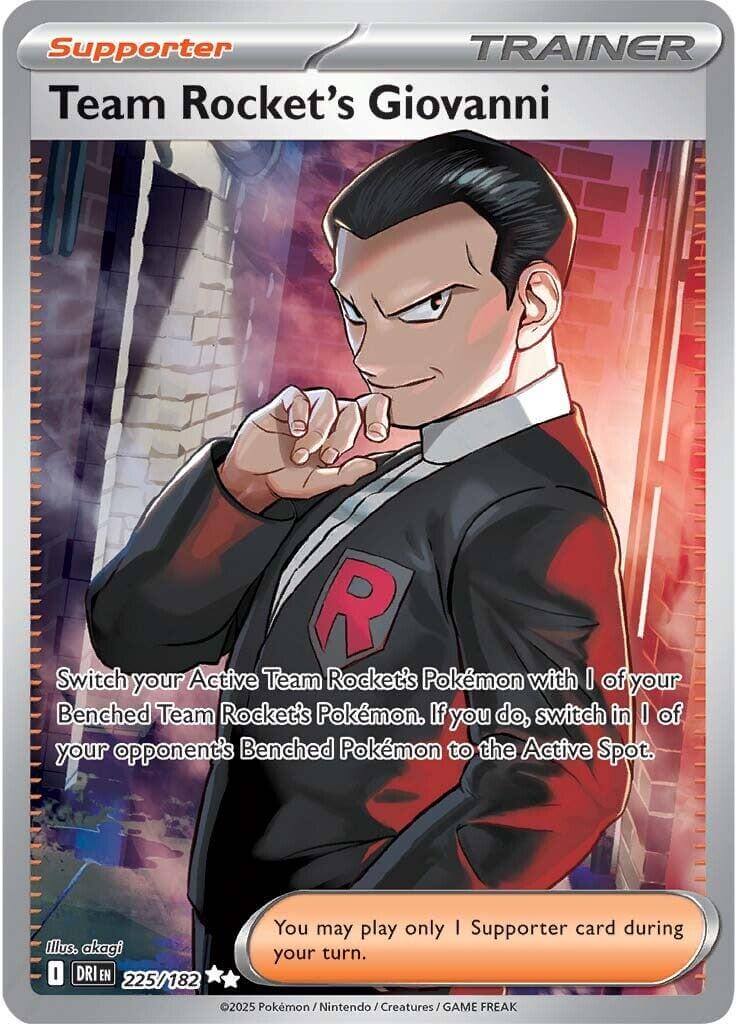 Team Rocket's Giovanni - 225/182 [DRI - 225/182] Condition: Near Mint Collectible Trading Cards SV10: Destined Rivals Also available: Language: English Printing: Holofoil