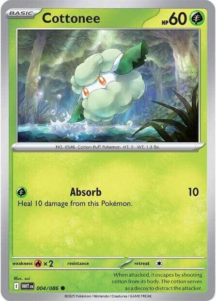 Cottonee [WHT - 004/086] Condition: Near Mint Collectible Trading Cards SV: White Flare Also available: Language: English Printing: Reverse Holofoil