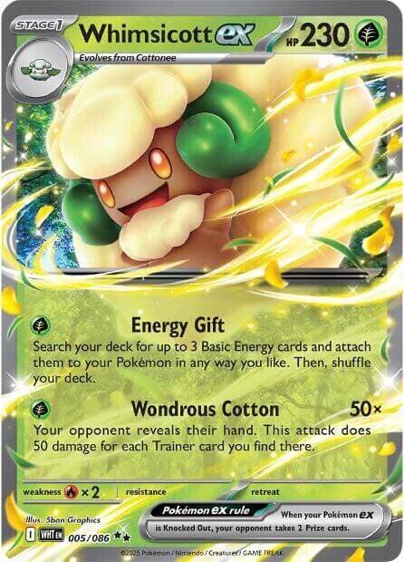 Whimsicott ex [WHT - 005/086] Condition: Near Mint Collectible Trading Cards SV: White Flare Also available: Language: English Printing: Holofoil