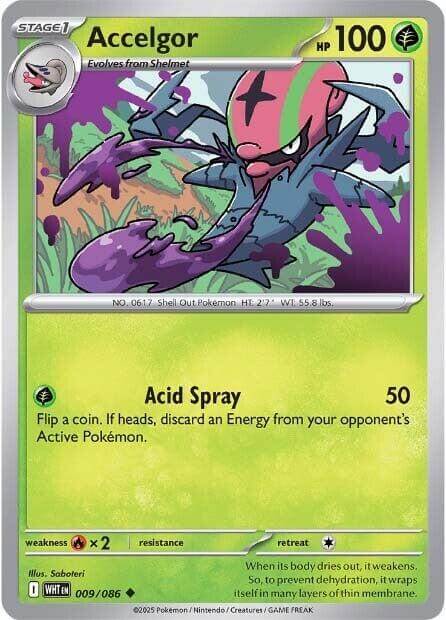 Accelgor [WHT - 009/086] Condition: Near Mint Collectible Trading Cards SV: White Flare Also available: Language: English Printing: Reverse Holofoil