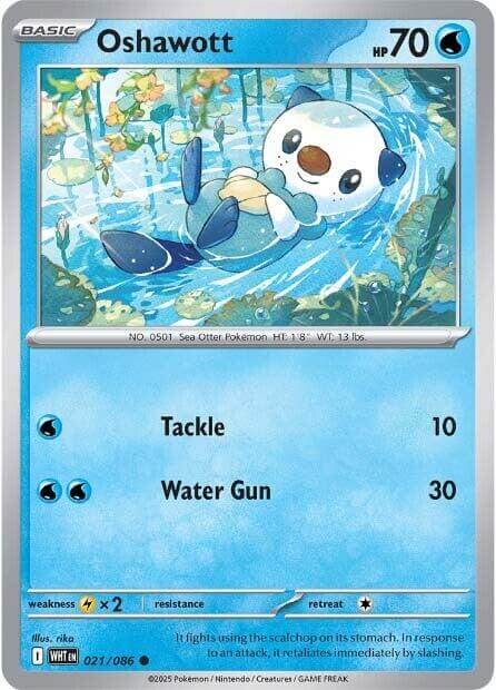 Oshawott [WHT - 021/086] Condition: Near Mint Collectible Trading Cards SV: White Flare Also available: Language: English Printing: Reverse Holofoil