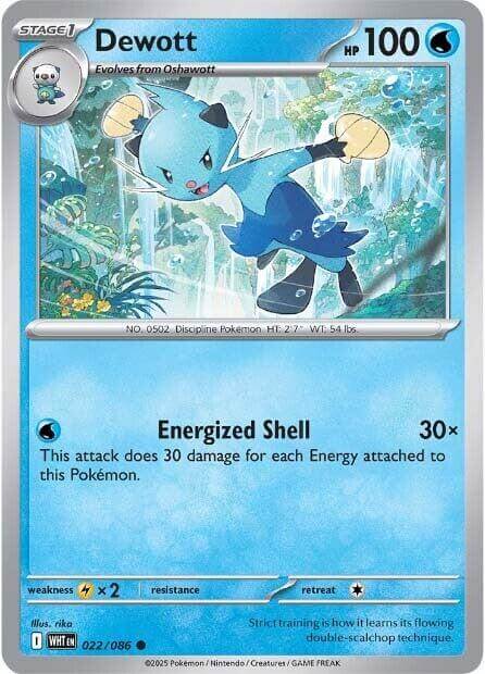 Dewott [WHT - 022/086] Condition: Near Mint Collectible Trading Cards SV: White Flare Also available: Language: English Printing: Reverse Holofoil