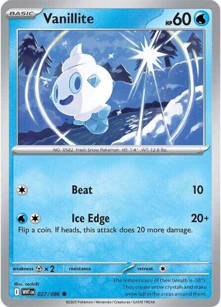 Vanillite [WHT - 027/086] Condition: Near Mint Collectible Trading Cards SV: White Flare Also available: Language: English Printing: Reverse Holofoil