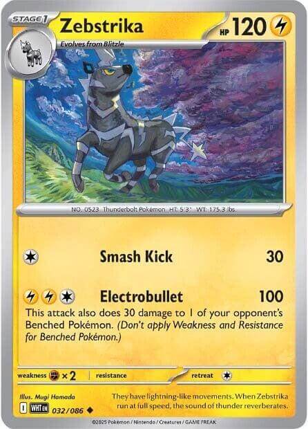 Zebstrika [WHT - 032/086] Condition: Near Mint Collectible Trading Cards SV: White Flare Also available: Language: English Printing: Reverse Holofoil