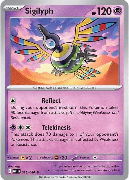 Sigilyph [WHT - 038/086] Condition: Near Mint Collectible Trading Cards SV: White Flare Also available: Language: English Printing: Reverse Holofoil