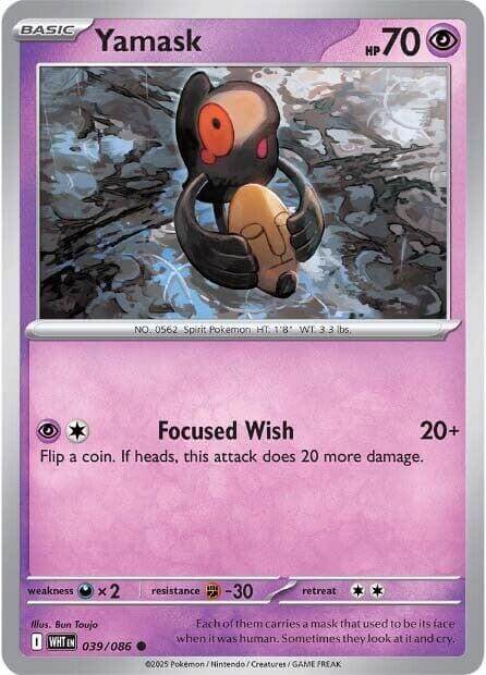 Yamask [WHT - 039/086] Condition: Near Mint Collectible Trading Cards SV: White Flare Also available: Language: English Printing: Reverse Holofoil