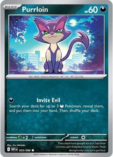 Purrloin [WHT - 055/086] Condition: Near Mint Collectible Trading Cards SV: White Flare Also available: Language: English Printing: Reverse Holofoil