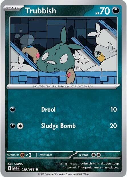 Trubbish [WHT - 059/086] Condition: Near Mint Collectible Trading Cards SV: White Flare Also available: Language: English Printing: Reverse Holofoil