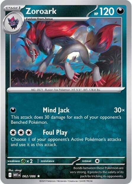 Zoroark [WHT - 062/086] Condition: Near Mint Collectible Trading Cards SV: White Flare Also available: Language: English Printing: Reverse Holofoil