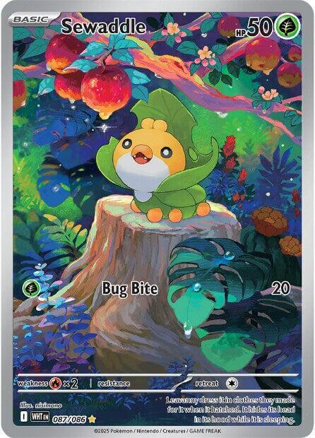 Sewaddle - 087/086 [WHT - 087/086] Condition: Near Mint Collectible Trading Cards SV: White Flare Also available: Language: English Printing: Holofoil