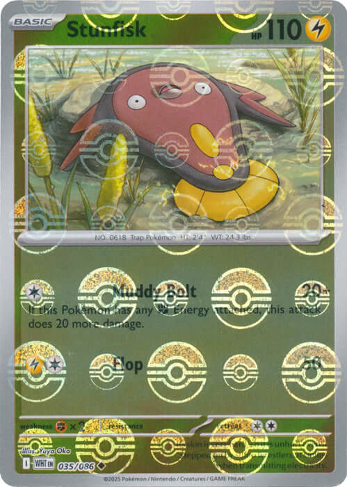 Stunfisk (Poke Ball Pattern) [WHT - 035/086] Condition: Near Mint Collectible Trading Cards SV: White Flare Also available: Language: English Printing: Holofoil
