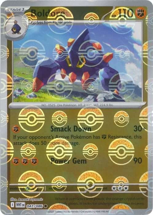 Boldore (Poke Ball Pattern) [WHT - 047/086] Condition: Near Mint Collectible Trading Cards SV: White Flare Also available: Language: English Printing: Holofoil