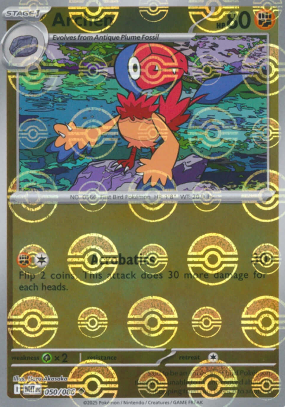 Archen (Poke Ball Pattern) [WHT - 050/086] Condition: Near Mint Collectible Trading Cards SV: White Flare Also available: Language: English Printing: Holofoil