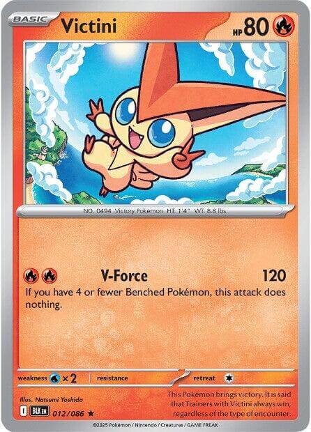 Victini [BLK - 012/086] Condition: Near Mint Collectible Trading Cards SV: Black Bolt Also available: Language: English Printing: Reverse Holofoil