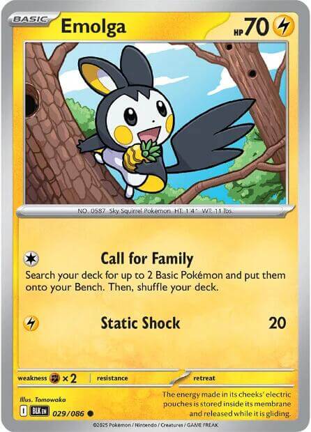 Emolga [BLK - 029/086] Condition: Near Mint Collectible Trading Cards SV: Black Bolt Also available: Language: English Printing: Reverse Holofoil