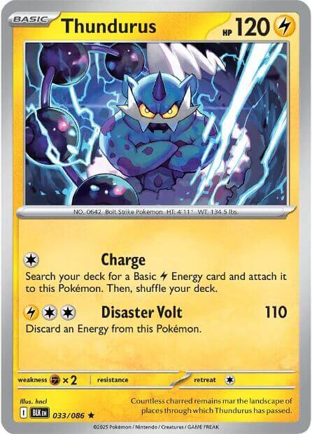 Thundurus [BLK - 033/086] Condition: Near Mint Collectible Trading Cards SV: Black Bolt Also available: Language: English Printing: Reverse Holofoil