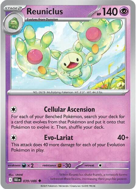 Reuniclus [BLK - 039/086] Condition: Near Mint Collectible Trading Cards SV: Black Bolt Also available: Language: English Printing: Reverse Holofoil