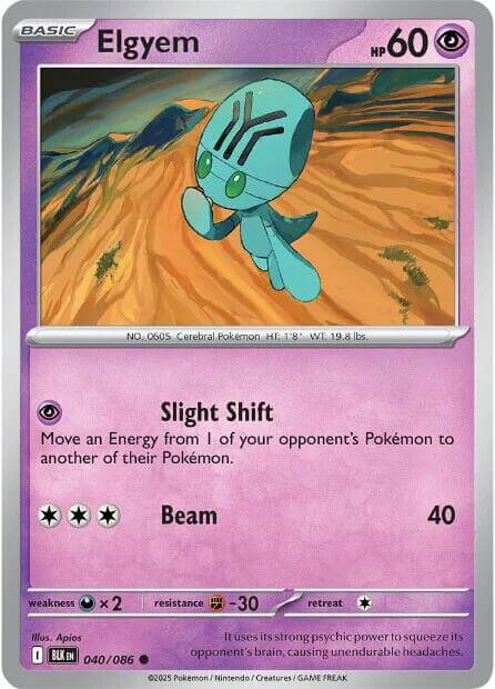 Elgyem [BLK - 040/086] Condition: Near Mint Collectible Trading Cards SV: Black Bolt Also available: Language: English Printing: Reverse Holofoil