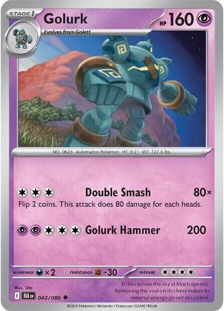 Golurk [BLK - 043/086] Condition: Near Mint Collectible Trading Cards SV: Black Bolt Also available: Language: English Printing: Reverse Holofoil