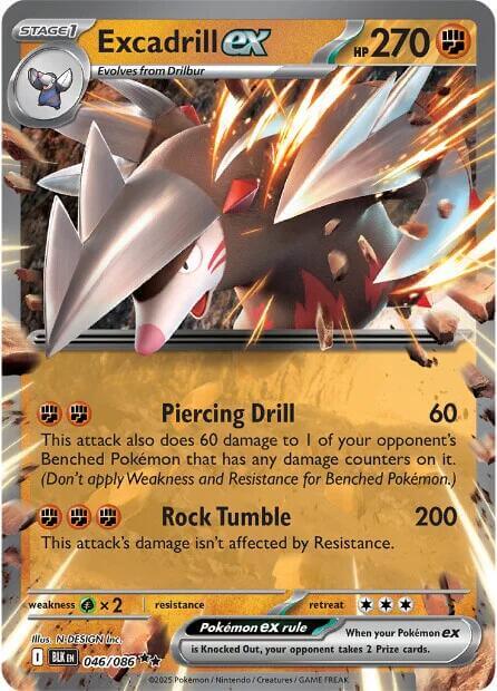 Excadrill ex [BLK - 046/086] Condition: Near Mint Collectible Trading Cards SV: Black Bolt Also available: Language: English Printing: Holofoil