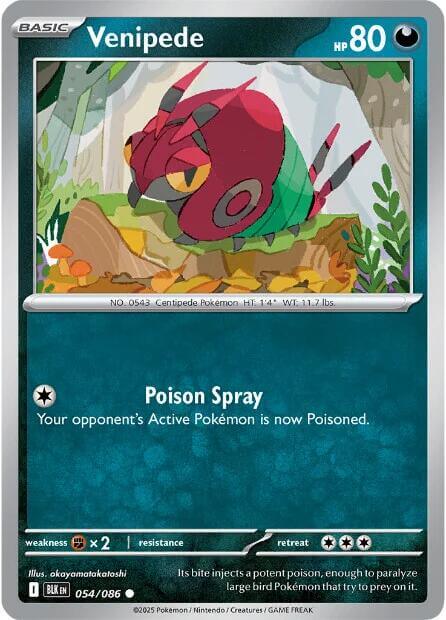 Venipede [BLK - 054/086] Condition: Near Mint Collectible Trading Cards SV: Black Bolt Also available: Language: English Printing: Reverse Holofoil