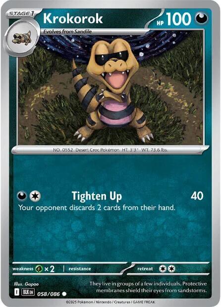 Krokorok [BLK - 058/086] Condition: Near Mint Collectible Trading Cards SV: Black Bolt Also available: Language: English Printing: Reverse Holofoil