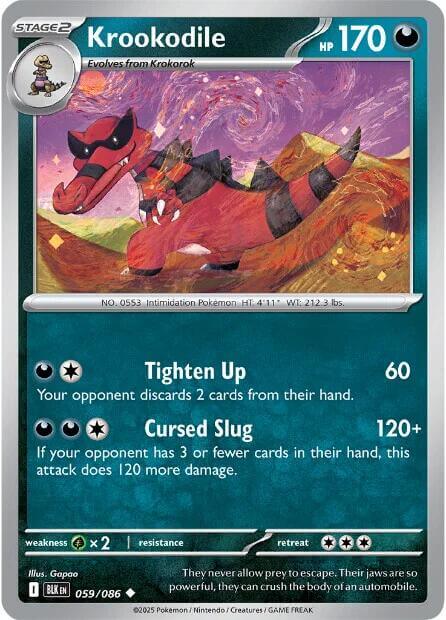 Krookodile [BLK - 059/086] Condition: Near Mint Collectible Trading Cards SV: Black Bolt Also available: Language: English Printing: Reverse Holofoil