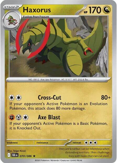 Haxorus [BLK - 070/086] Condition: Near Mint Collectible Trading Cards SV: Black Bolt Also available: Language: English Printing: Reverse Holofoil