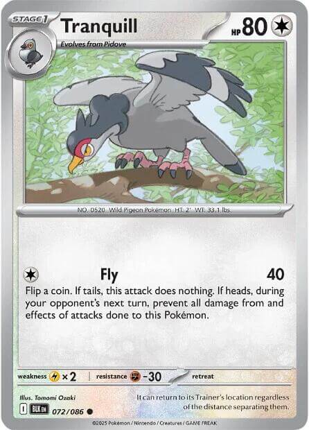 Tranquill [BLK - 072/086] Condition: Near Mint Collectible Trading Cards SV: Black Bolt Also available: Language: English Printing: Reverse Holofoil