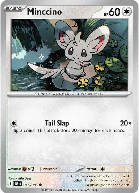 Minccino [BLK - 075/086] Condition: Near Mint Collectible Trading Cards SV: Black Bolt Also available: Language: English Printing: Reverse Holofoil