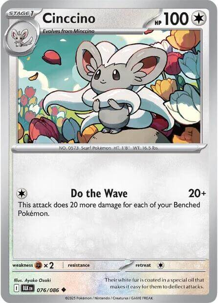 Cinccino [BLK - 076/086] Condition: Near Mint Collectible Trading Cards SV: Black Bolt Also available: Language: English Printing: Reverse Holofoil