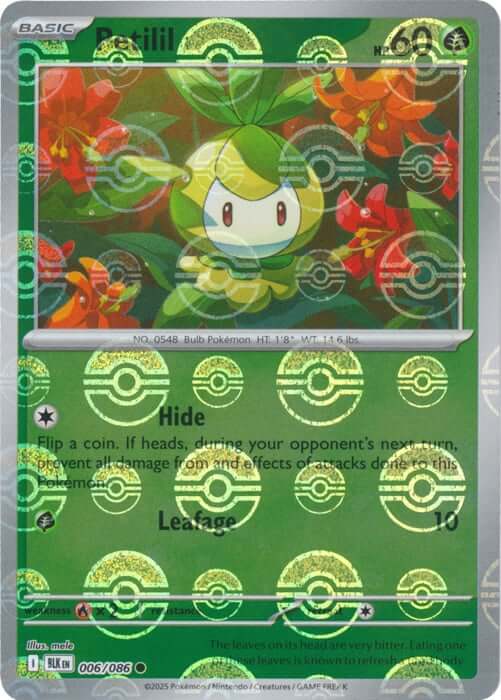Petilil (Poke Ball Pattern) [BLK - 006/086] Condition: Near Mint Collectible Trading Cards SV: Black Bolt Also available: Language: English Printing: Holofoil