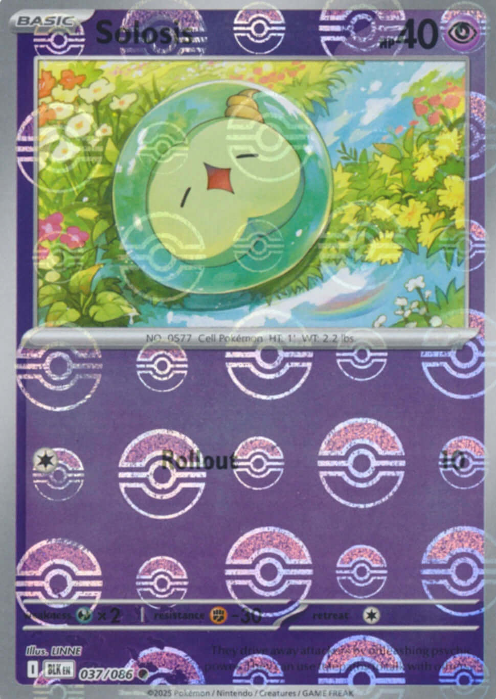 Solosis (Poke Ball Pattern) [BLK - 037/086] Condition: Near Mint Collectible Trading Cards SV: Black Bolt Also available: Language: English Printing: Holofoil