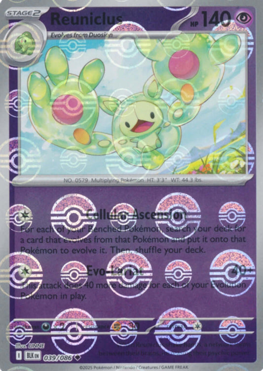 Reuniclus (Poke Ball Pattern) [BLK - 039/086] Condition: Near Mint Collectible Trading Cards SV: Black Bolt Also available: Language: English Printing: Holofoil