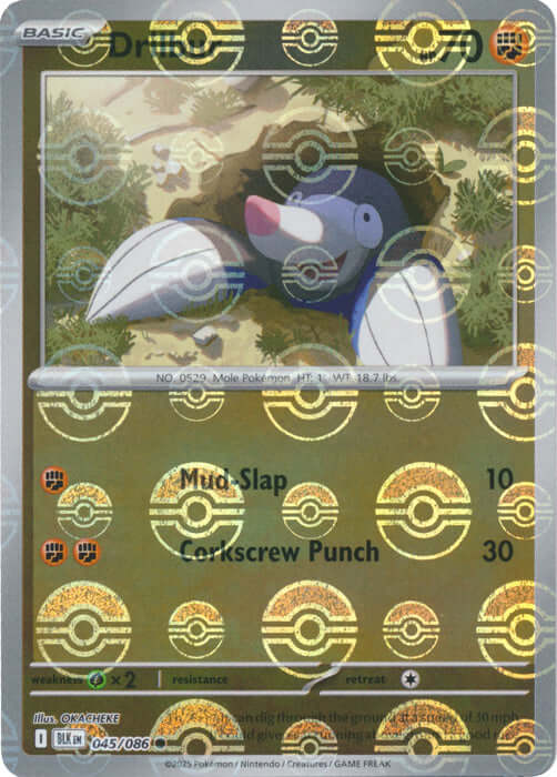 Drilbur (Poke Ball Pattern) [BLK - 045/086] Condition: Near Mint Collectible Trading Cards SV: Black Bolt Also available: Language: English Printing: Holofoil