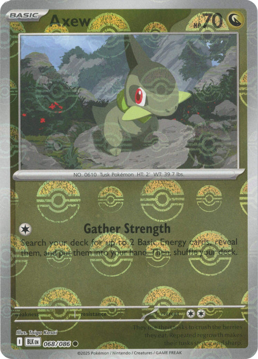 Axew (Poke Ball Pattern) [BLK - 068/086] Condition: Near Mint Collectible Trading Cards SV: Black Bolt Also available: Language: English Printing: Holofoil