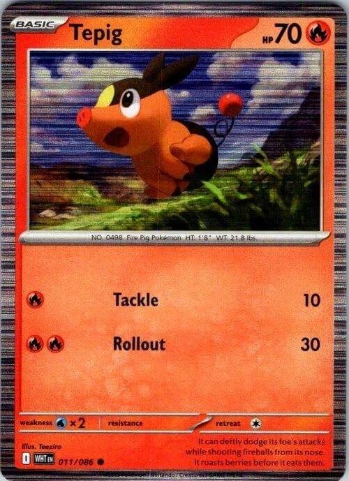 Tepig - 011/086 [MCAP - 011/086] Condition: Near Mint Collectible Trading Cards Miscellaneous Cards & Products Also available: Language: English Printing: Holofoil