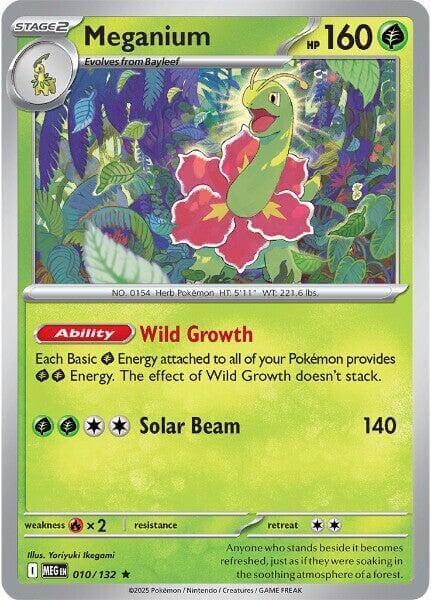 Meganium [MEG - 010/132] Condition: Near Mint Collectible Trading Cards ME01: Mega Evolution Also available: Language: English Printing: Reverse Holofoil