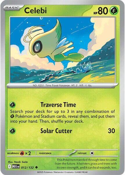 Celebi [MEG - 012/132] Condition: Near Mint Collectible Trading Cards ME01: Mega Evolution Also available: Language: English Printing: Reverse Holofoil