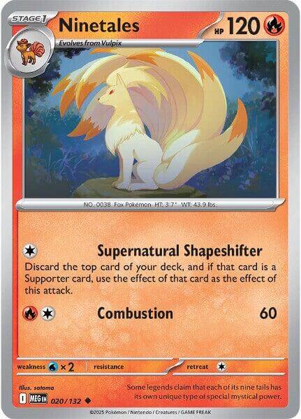Ninetales [MEG - 020/132] Condition: Near Mint Collectible Trading Cards ME01: Mega Evolution Also available: Language: English Printing: Reverse Holofoil