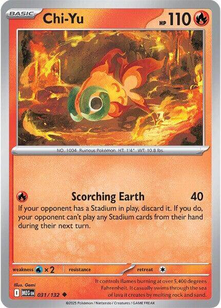 Chi-Yu [MEG - 031/132] Condition: Near Mint Collectible Trading Cards ME01: Mega Evolution Also available: Language: English Printing: Reverse Holofoil