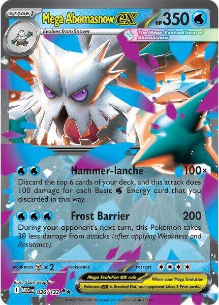 Mega Abomasnow ex - 036/132 [MEG - 036/132] Condition: Near Mint Collectible Trading Cards ME01: Mega Evolution Also available: Language: English Printing: Holofoil